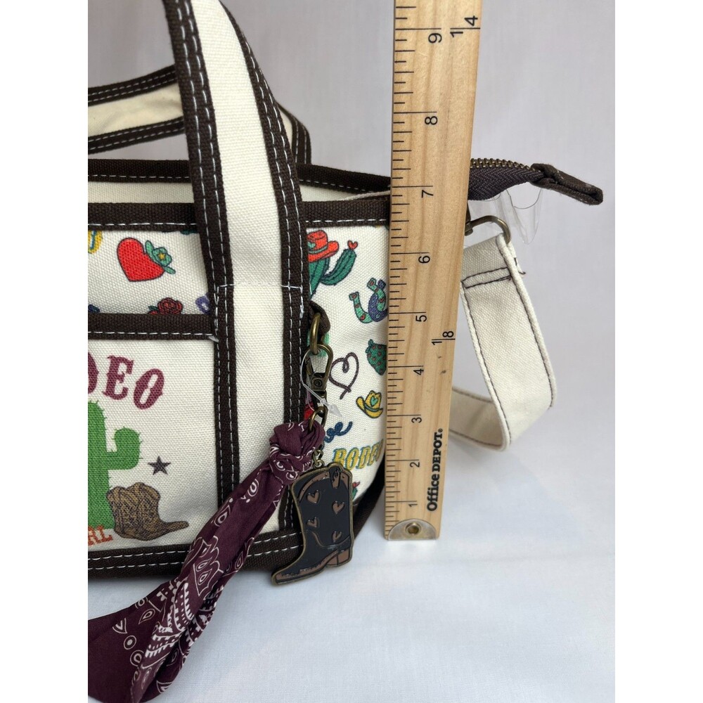 Aeropostale Rodeo Cowgirl Western Canvas Tote Bag Cactus Print Boot Charm Viral - Picture 4 of 14